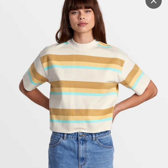 RVCA Tops - RVCA Multicolor Striped Short Sleeve Tee
